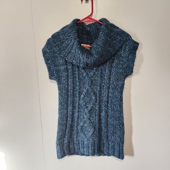Sweaters - Mudd Y2K Teal Cable Knit Cowl Neck Sweater Vest Sleeveless Soft Sz S